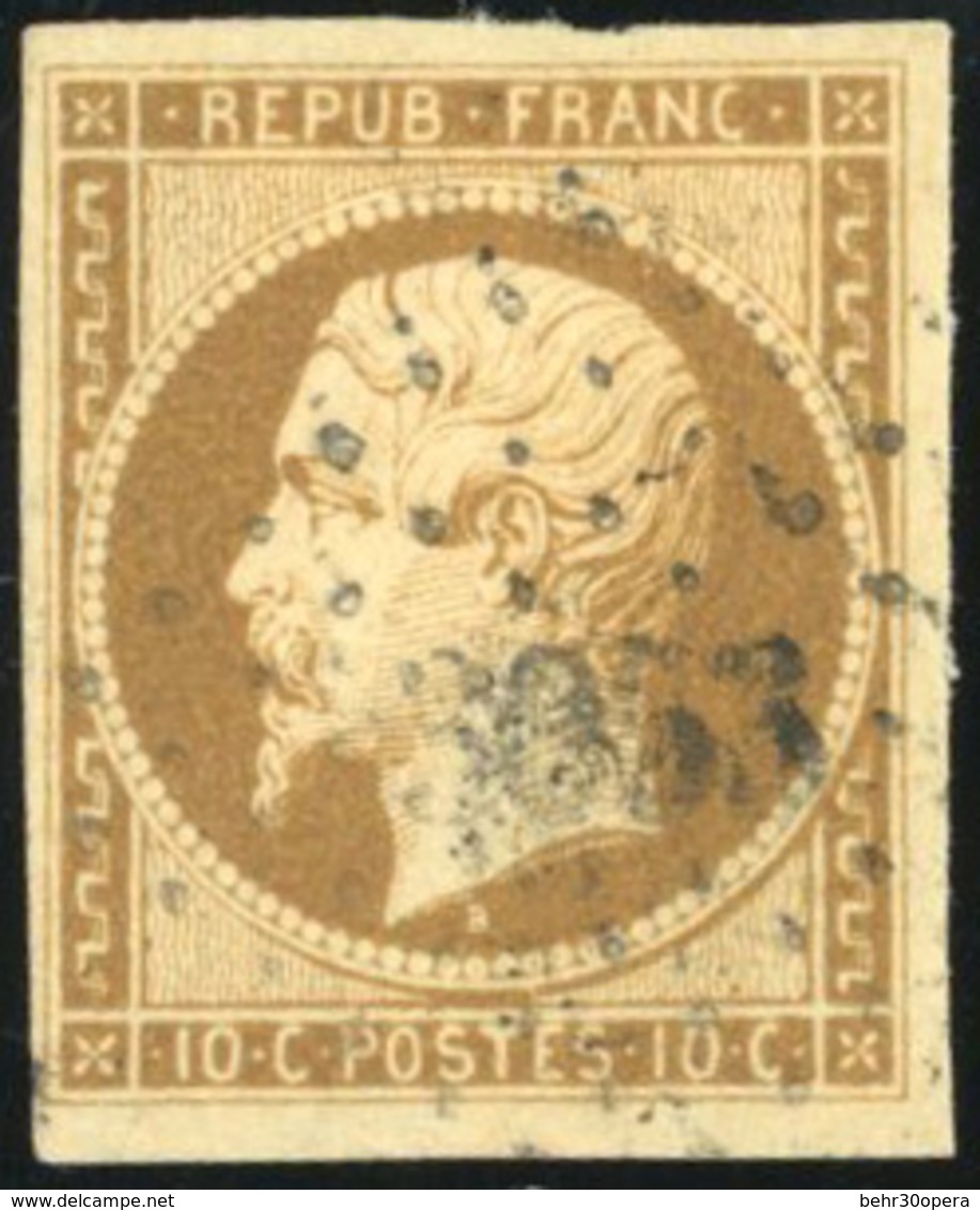 O N°9a, 10c. Bistre-brun. Obl. Légère. Marges égales. TB. - 1852 Luis-Napoléon