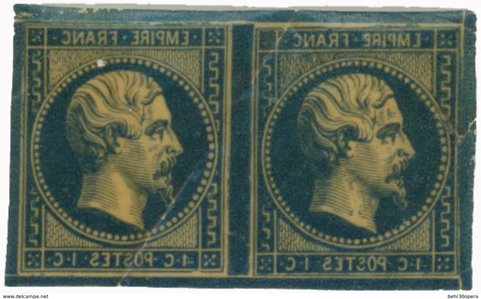 (*) 2 Essais En Paire Du 1c. S/papier Pelure. SUP. - 1853-1860 Napoléon III