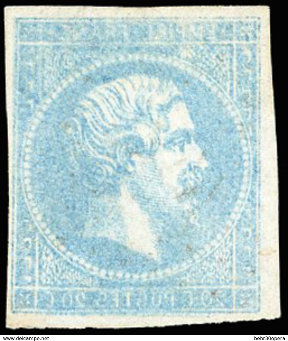 (*) N°14, 20c. Bleu. Impression Recto-verso Intégral. SUP. - 1853-1860 Napoléon III