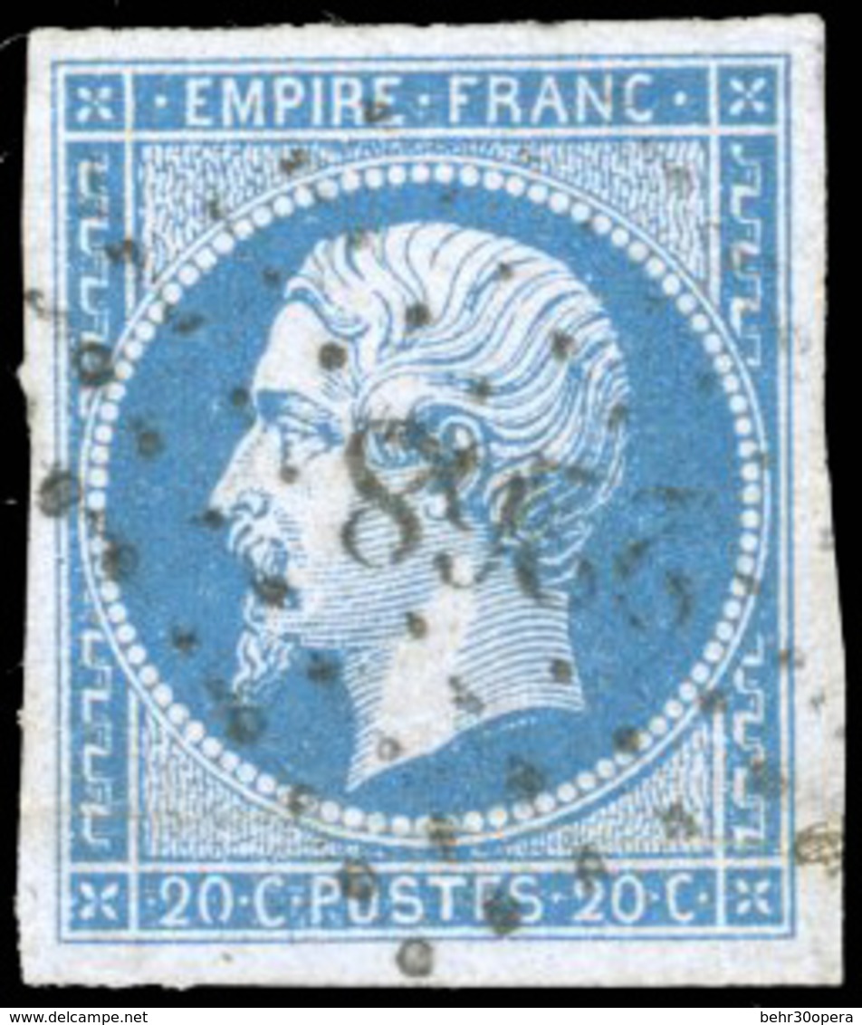 O N°14A, 20c. Bleu Sur Lilas Très Prononcé. SUP. - 1853-1860 Napoléon III