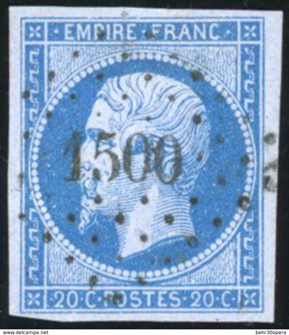 O N°14Ae, 20c. Bleu S/lilas. Nuance Intense. Obl. SUP. - 1853-1860 Napoléon III