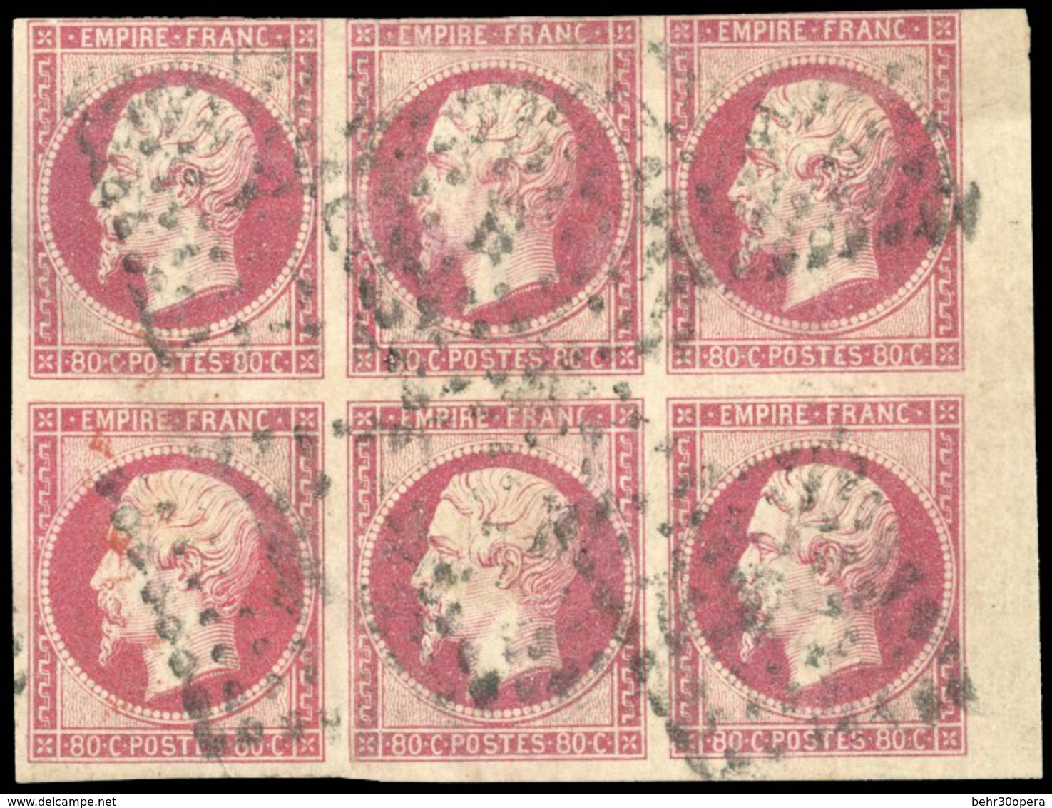 O N°17B, 80c. Rose. Bloc De 6 Obl. BdeF. TB. - 1853-1860 Napoléon III