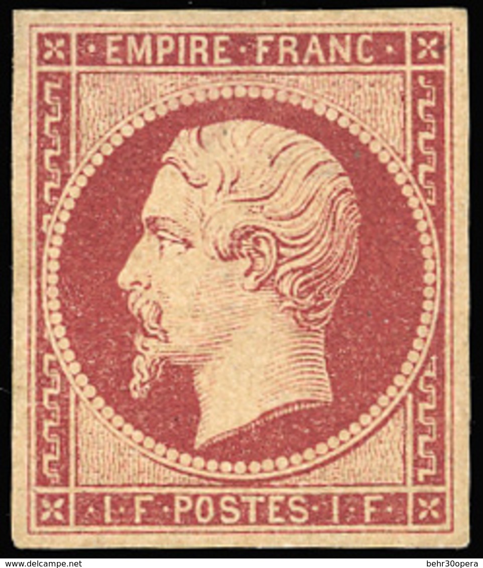 * N°18, 1F. Carmin. Très Frais. SUP. RR. - 1853-1860 Napoléon III