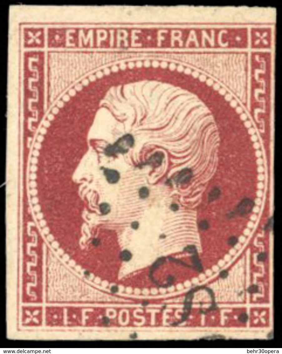 O N°18, 1Fr. Carmin. Obl. Filet Intact. B. - 1853-1860 Napoléon III