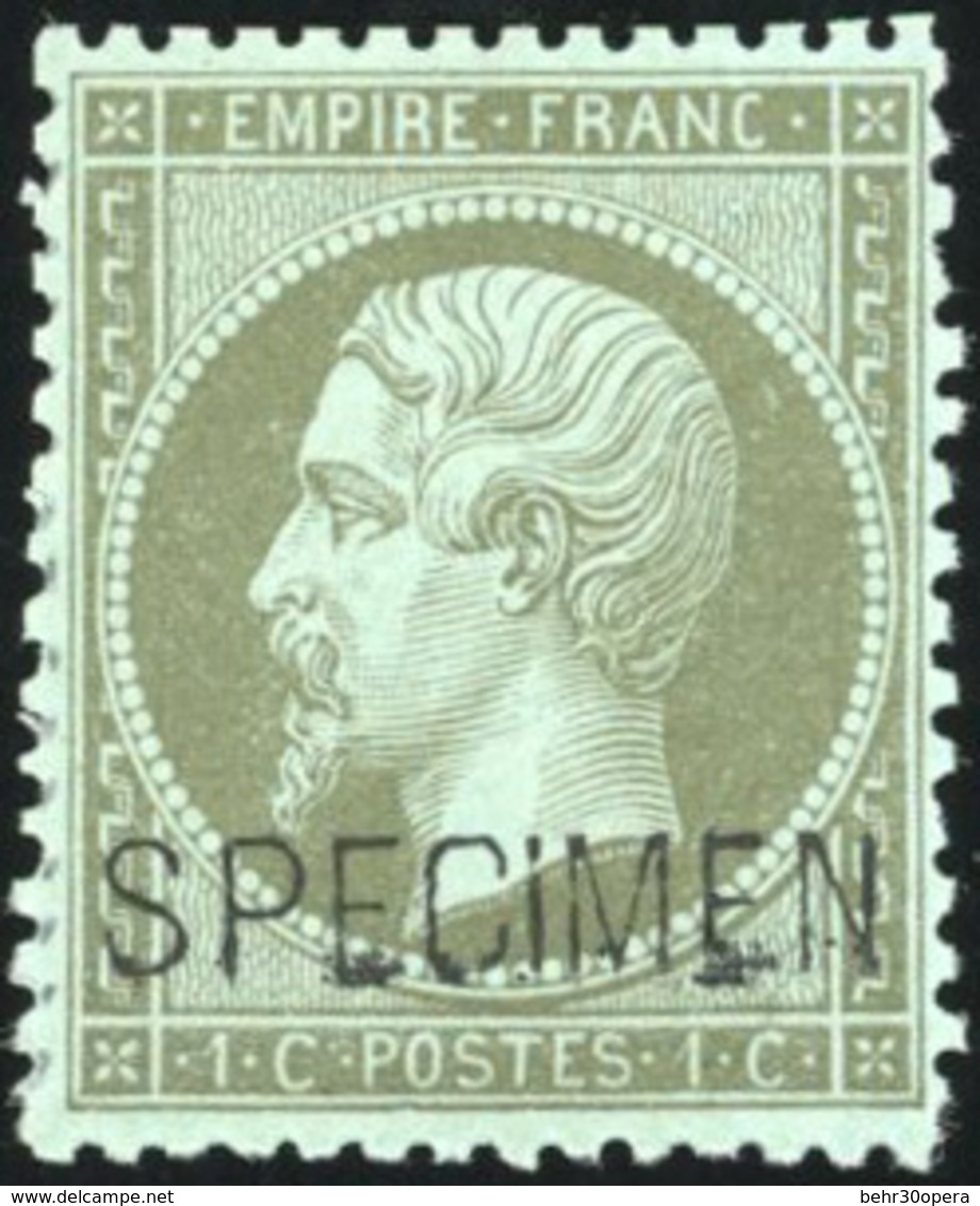 ** N°19f, 1c. Olive. Surcharge ''SPECIMEN''. Bien Centré. TB. - 1862 Napoléon III