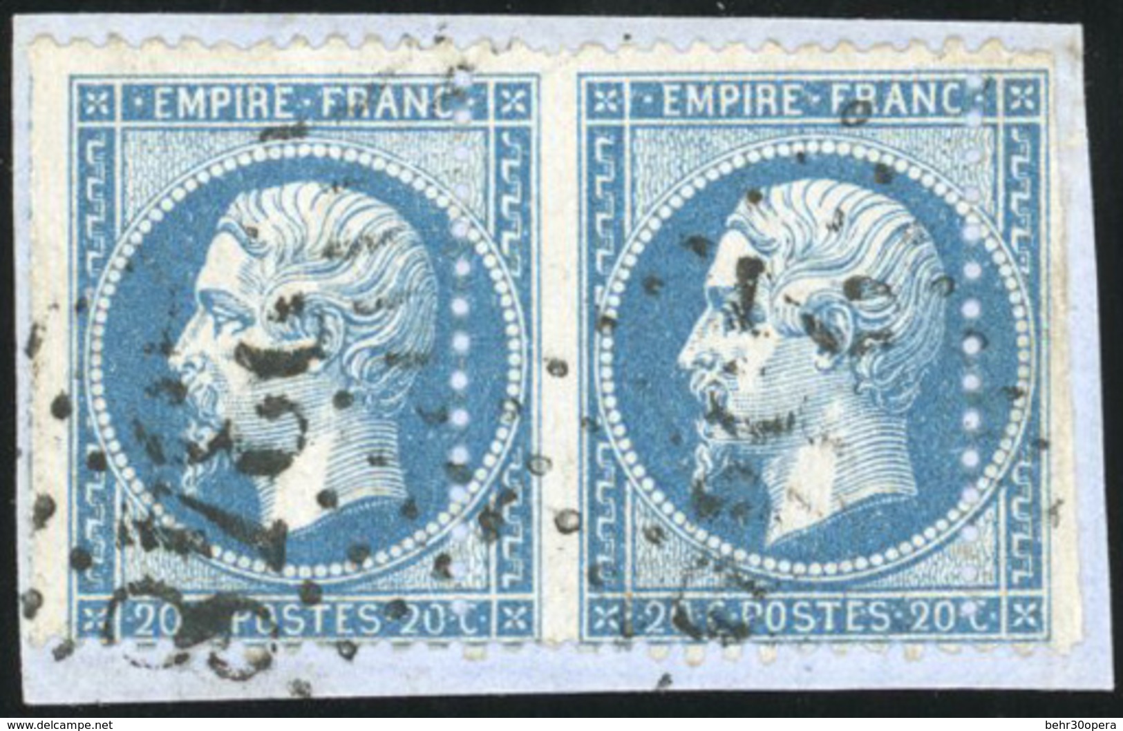 O N°2122, Paire Du 10c. Bistre + Paire Du 20c. Bleu Avec Variété De Dentelure. Obl. TB. - 1862 Napoléon III