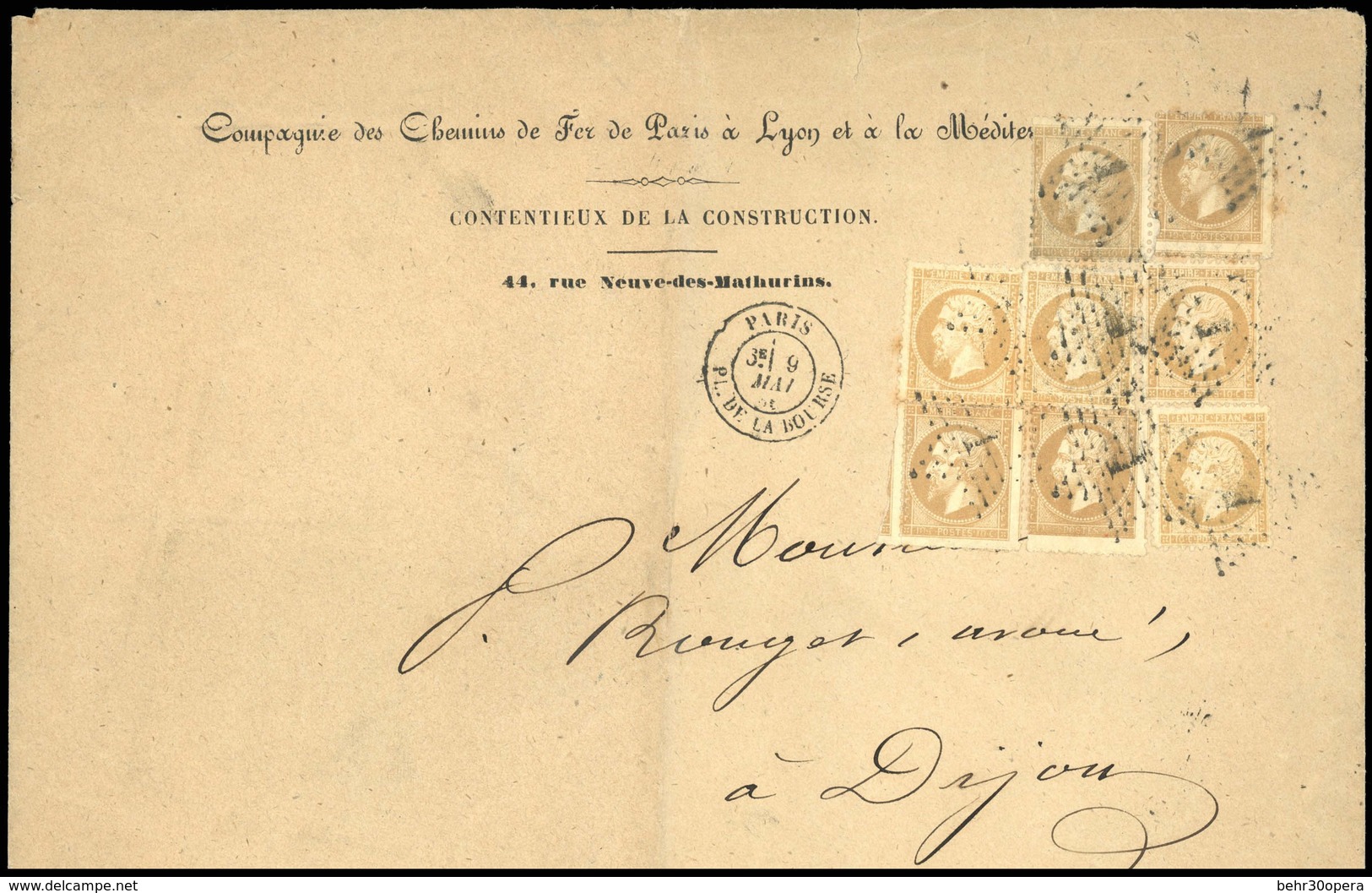 O N°21x 8, 10c. Bistre X 8 De Nuances Différentes, Quelques Pièces Décentrées, Obl. étoile 1 S/lettre Frappée Du CàD De  - 1862 Napoléon III