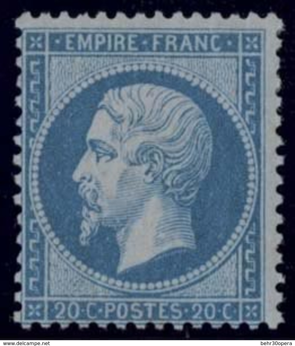 * N°22, 20c. Bleu. Décentré. TB. - 1862 Napoléon III