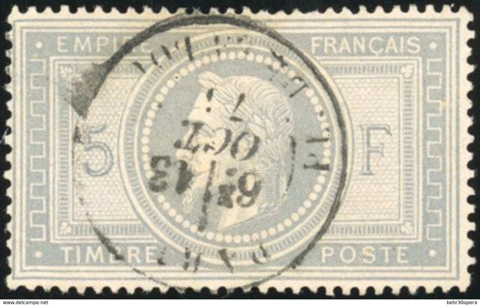 O N°33Ad, 5F. Empire. Grand Chiffre ''5''. Obl. Centrale Dégageant La Variété Et Encadrant L'effigie. SUP. - 1863-1870 Napoléon III Lauré
