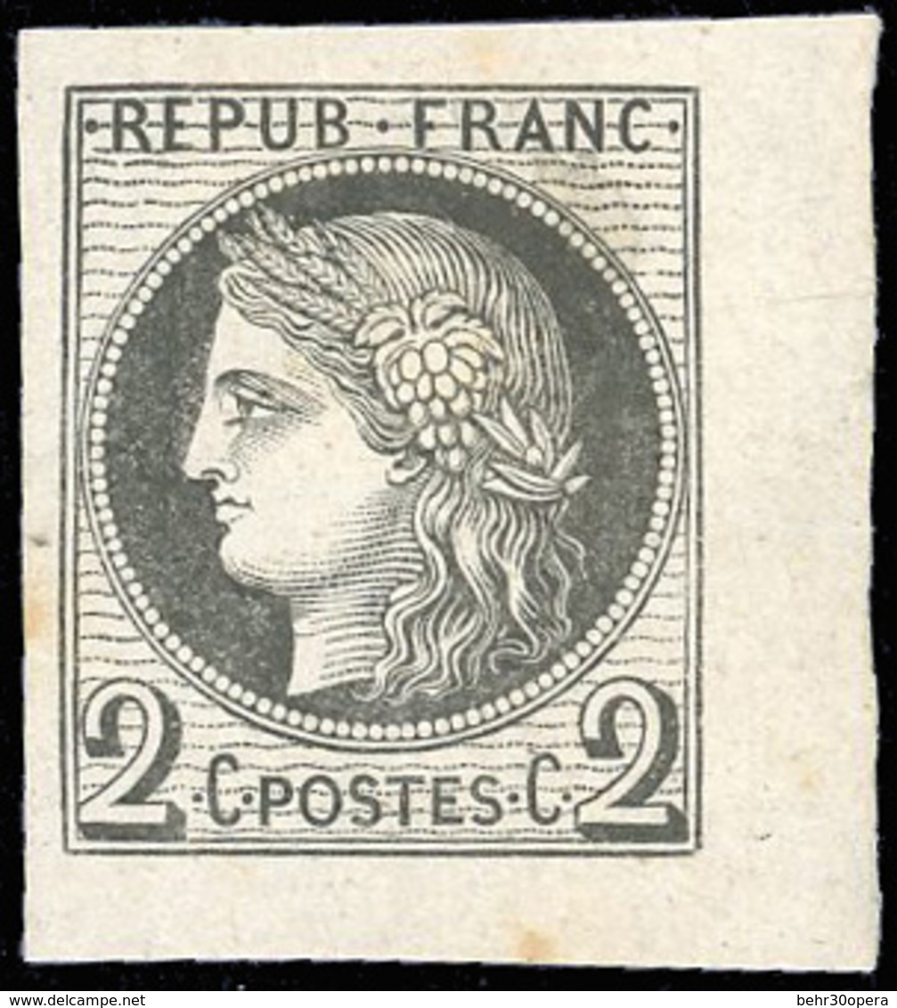(*) N°51, Epreuve En Noir Du 2c. TB. - 1871-1875 Cérès