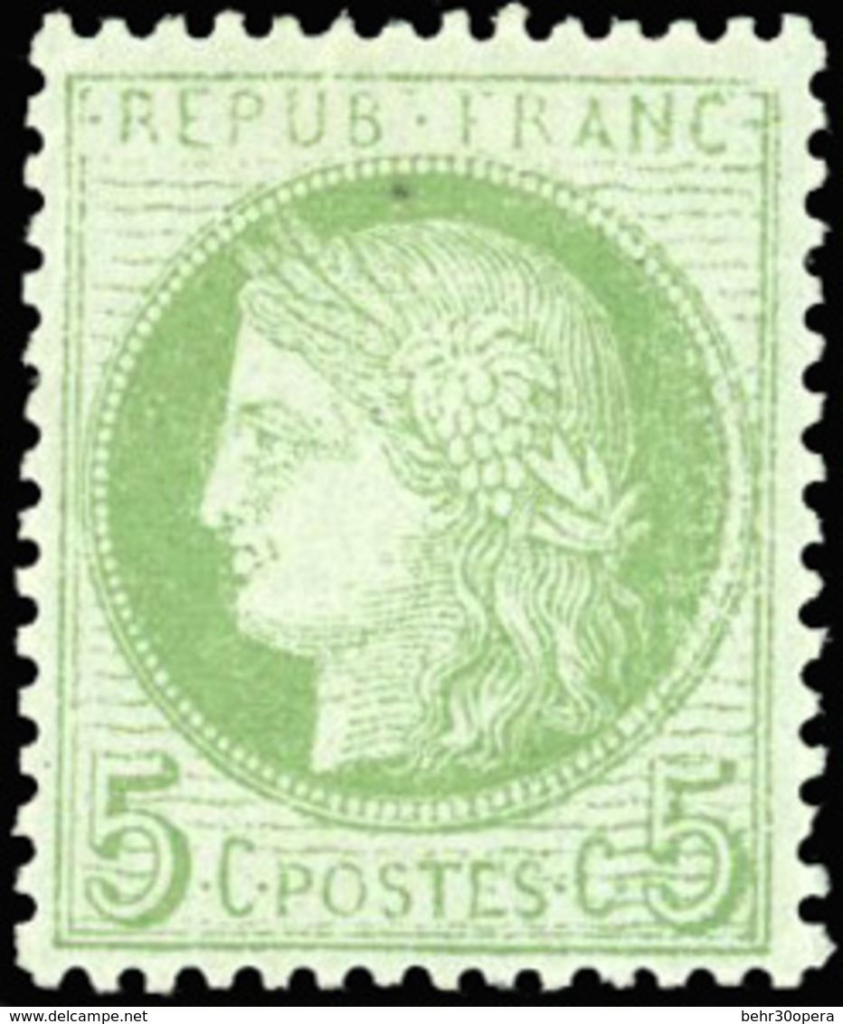 * N°53, 5c. Vert-jaune S/azuré. Bon Centrage. TB. - 1871-1875 Cérès
