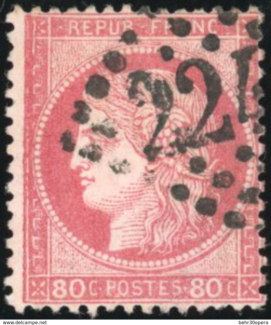 O N°57, 80c. Rose. Obl. Retouche Totale Filet Gauche. Obl. - 1871-1875 Cérès