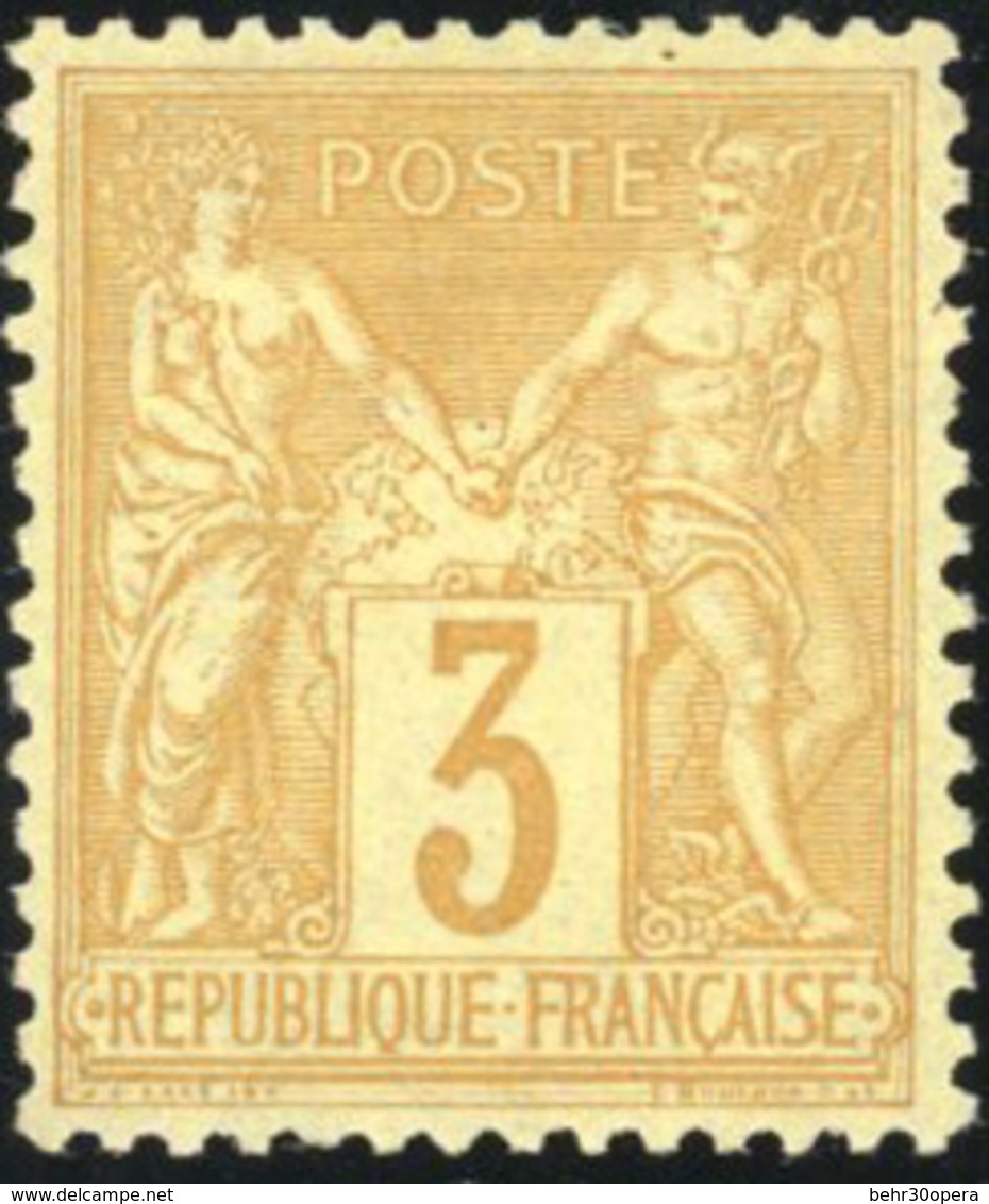 * N°86, 3c. Bistre-jaune. Centrage Parfait. TB. - 1876-1878 Sage (Type I)