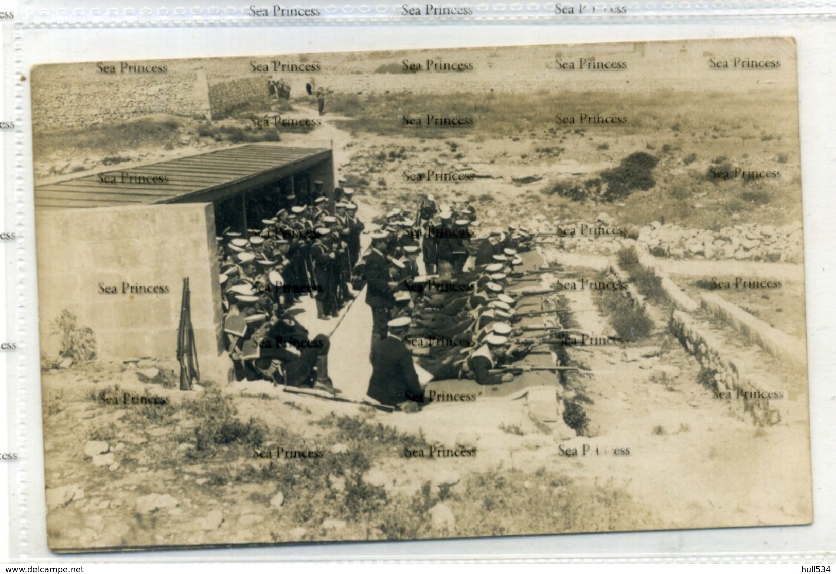 Malta Royal Navy Sailors Or Royal Marines At Rifle Practice On Range 1910s Era Postcard - Malta