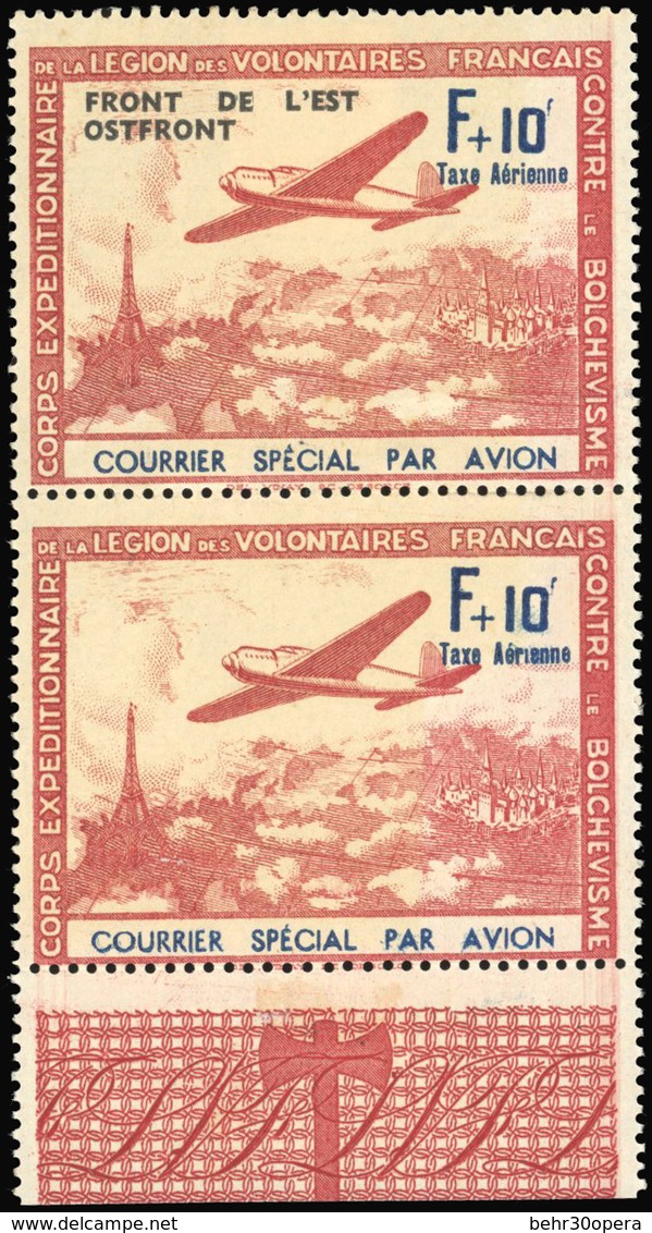 * N°45, 2 Paires Verticales Avec BdeF. Timbres Normaux Tenant à Non Surchargés. B. - Guerre (timbres De)