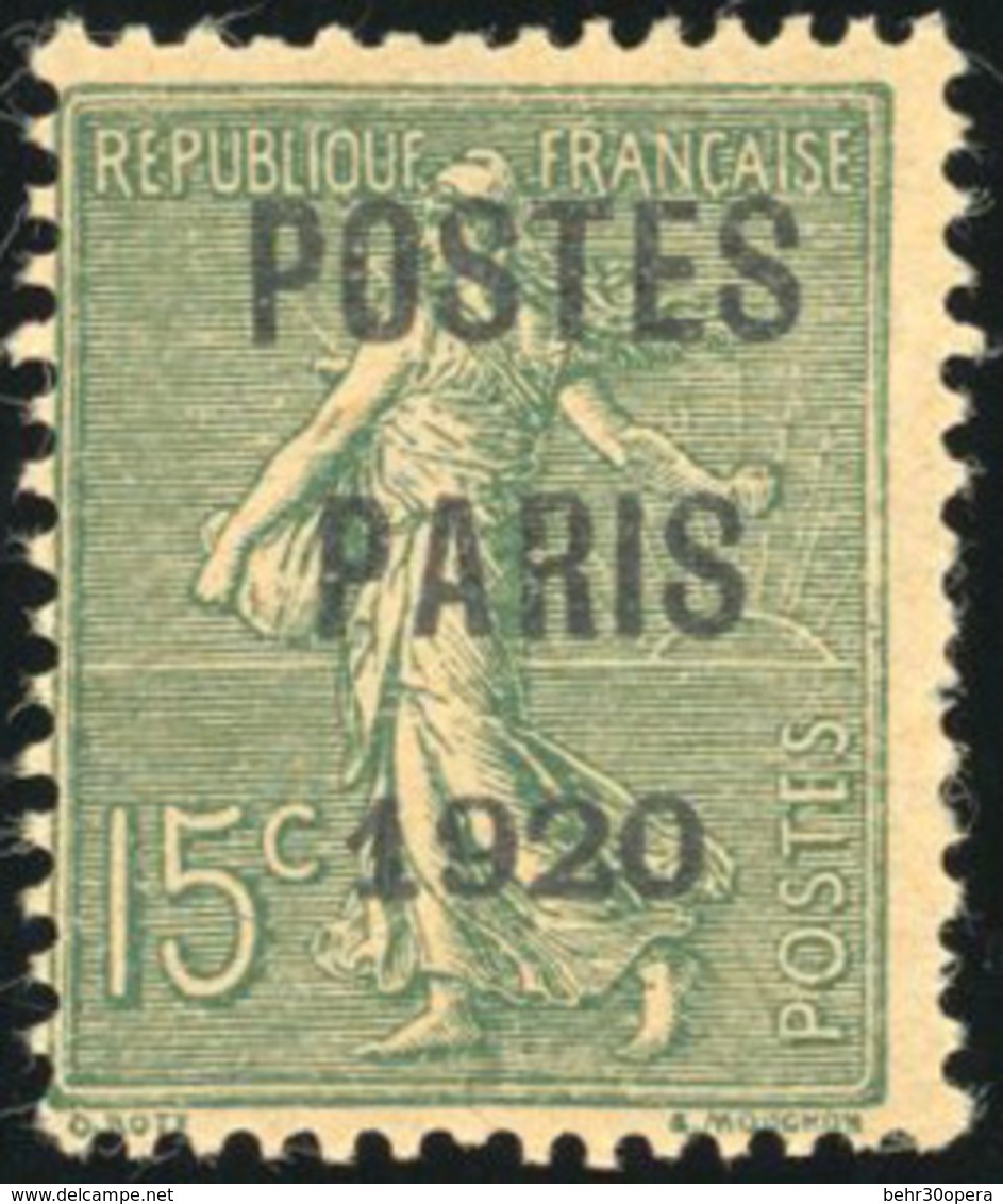 ** N°25, 15c. Vert-olive. ''POSTES PARIS 1920''. TB. - Autres & Non Classés