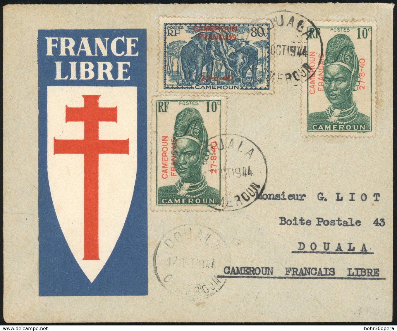 O Petit Ensemble De 7 Lettres Ayant Voyagées, FRANCE LIBRE De Diverses Colonies (2 Lettres AEF, 1 De Cameroun, 1 De Mart - Otros & Sin Clasificación