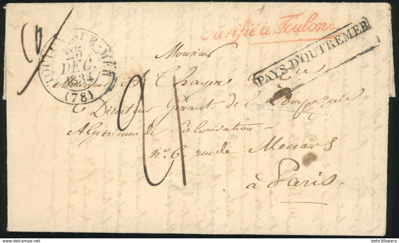 O Document Notarial Incomplet D'ALGER Du 19 Décembre 1834, à Destination De PARIS. Document Avec Taxe Manuscrite ''21'', - Autres & Non Classés