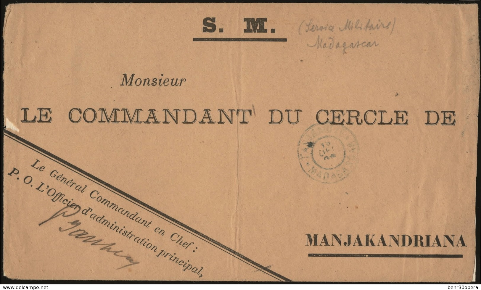 O Enveloppe Imprimée à En-tête Du GENERAL COMMANDANT EN CHEF P.O. L'OFFICIER D'ADMINISTRATION PRINCIPAL Frappée Du CàD T - Otros & Sin Clasificación