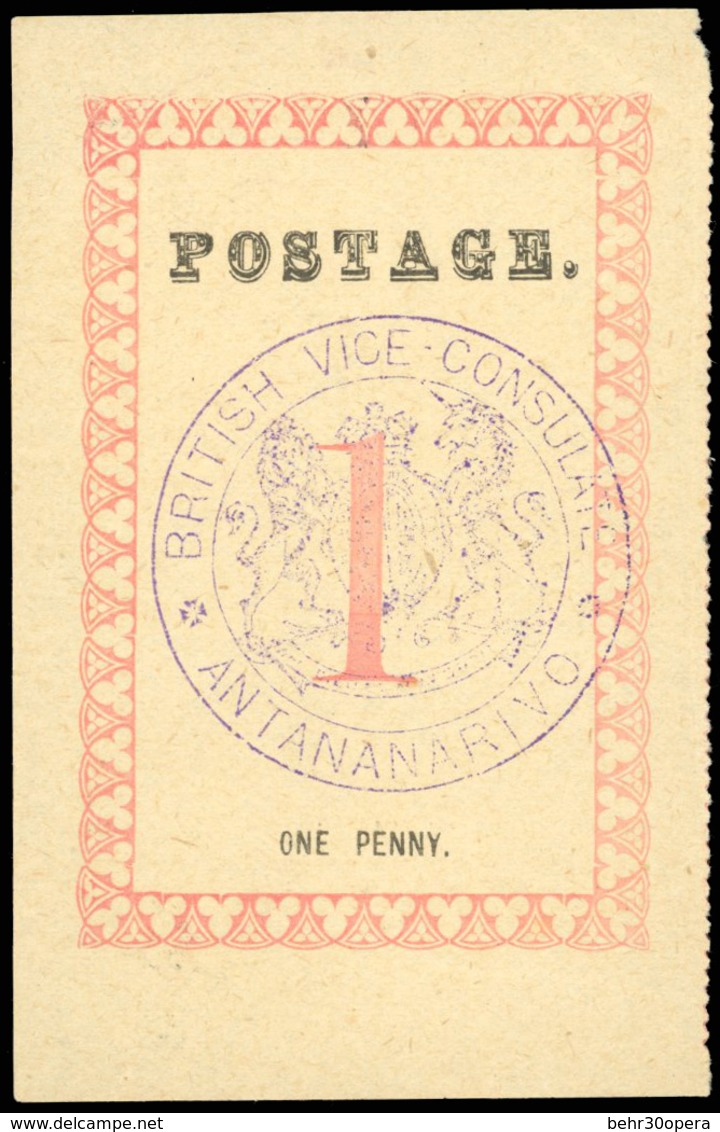 (*) N°14a, 1d. Rose. Cachet ''BRITISH VICE-CONSULATE ANTANANARIVO'' En Violet. Point Après ''POSTAGE'' Et ''PENNY''. (SG - Otros & Sin Clasificación