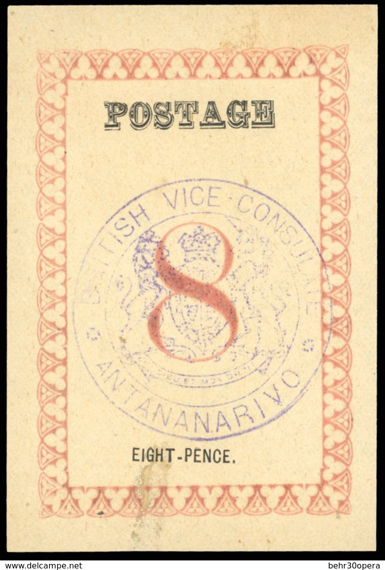 (*) N°27, 8d. Rose. Cachet ''BRITISH VICE-CONSULATE ANTANANARIVO'' En Violet. Sans Point Après ''POSTAGE''. (SG#40 - Cot - Otros & Sin Clasificación