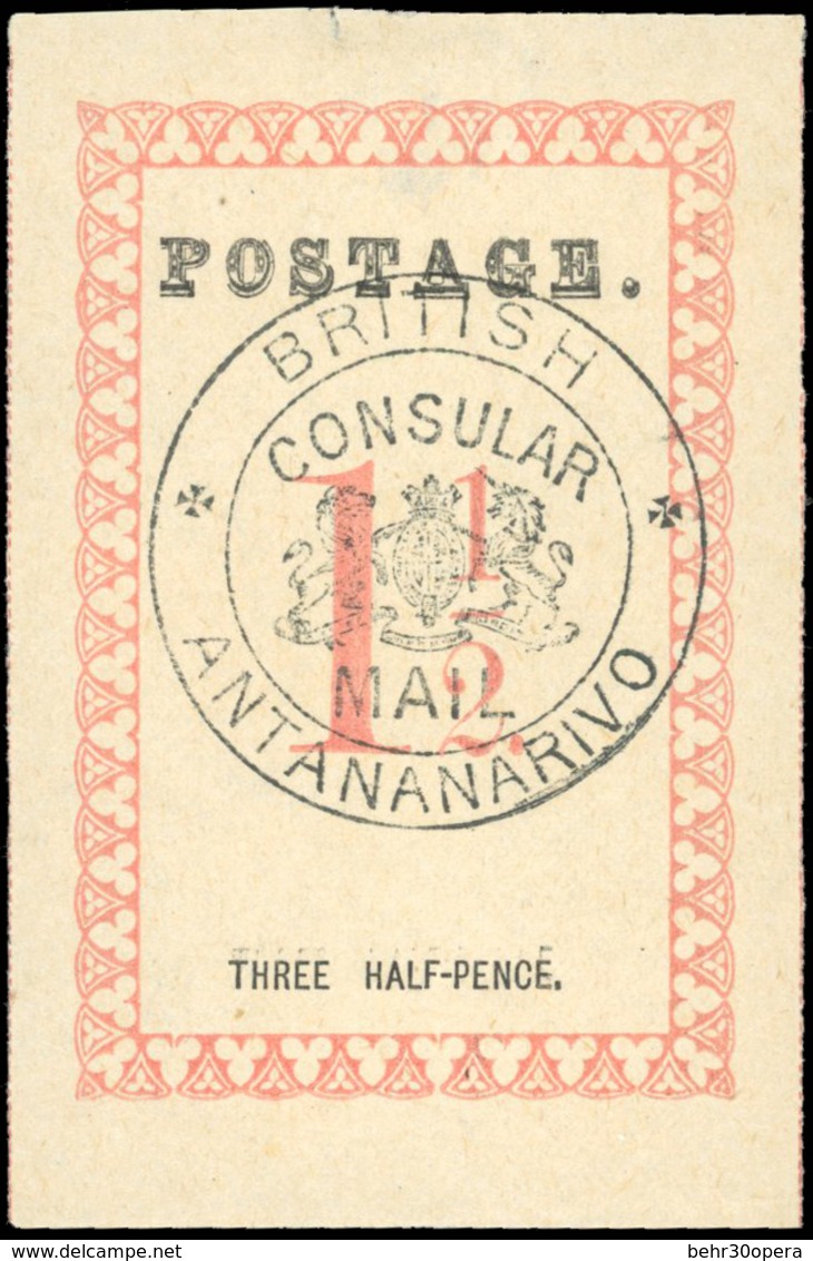 (*) N°31, 1 1/2d. Rose. Cachet ''BRITISH CONSULAR MAIL ANTANANARIVO'' En Noir. Point Après ''POSTAGE'' Et ''PENCE'' (SG# - Otros & Sin Clasificación