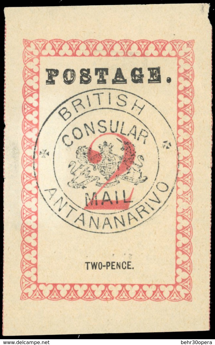 (*) N°32, 2d. Rose. Cachet ''BRITISH CONSULAR MAIL ANTANANARIVO'' En Noir. Point Après ''POSTAGE'' Et ''PENCE''. (SG#23  - Otros & Sin Clasificación