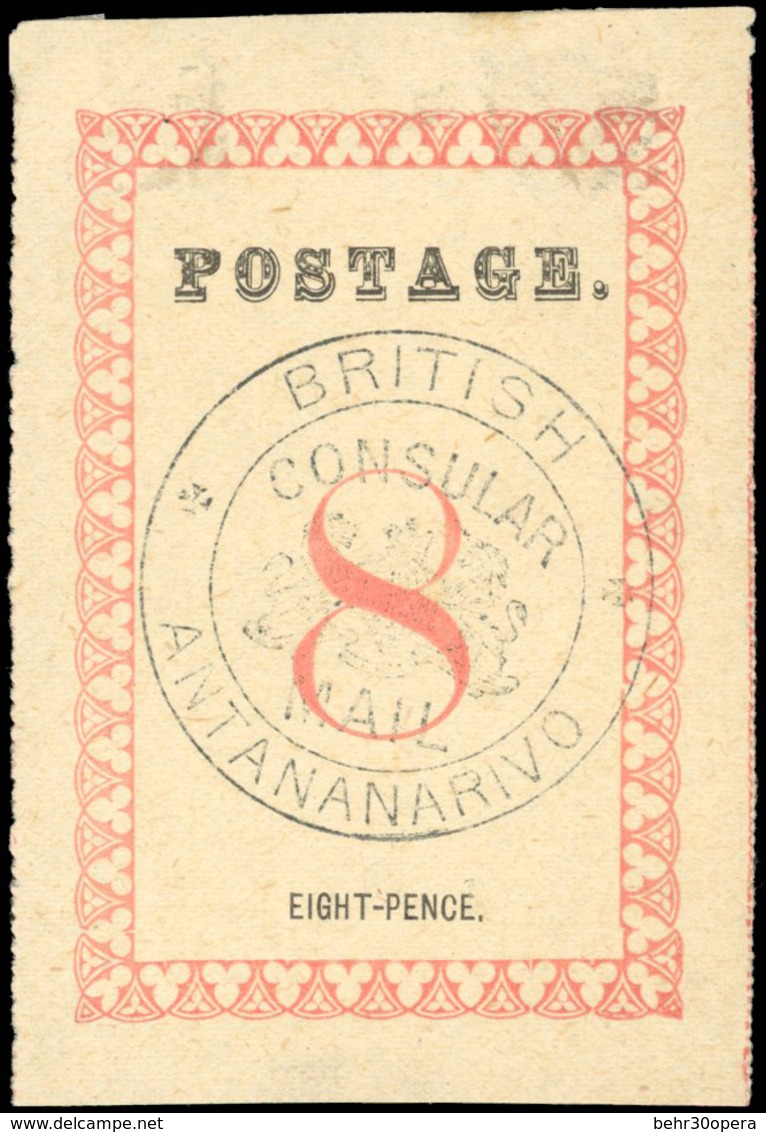 (*) N°35, 8d. Rose. Cachet ''BRITISH CONSULAR MAIL ANTANANARIVO'' En Noir. Point Après ''POSTAGE'' Et ''PENCE'' (SG#26 - - Otros & Sin Clasificación