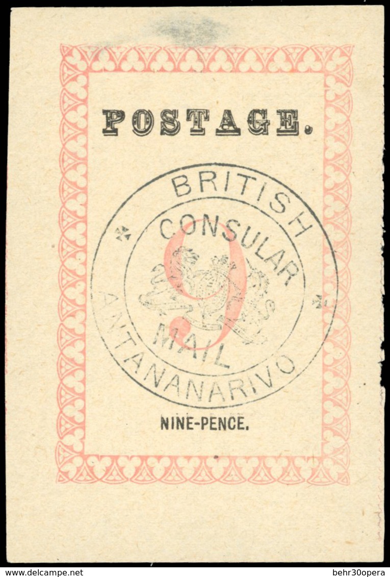 (*) N°36, 9d. Rose. Cachet ''BRITISH CONSULAR MAIL ANTANANARIVO'' En Noir. Point Après ''POSTAGE'' Et ''PENCE'' (SG#27 - - Otros & Sin Clasificación