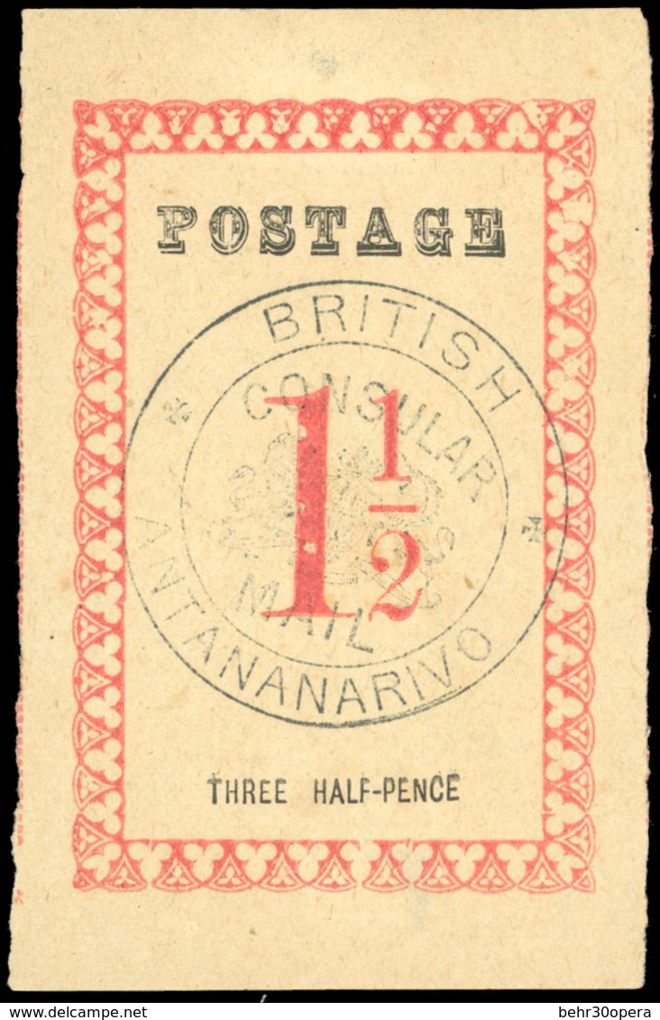 (*) N°38, 1 1/2d. Rose. Cachet ''BRITISH CONSULAR MAIL ANTANANARIVO'' En Noir. Sans Point Après ''POSTAGE'' Et ''PENCE'' - Otros & Sin Clasificación