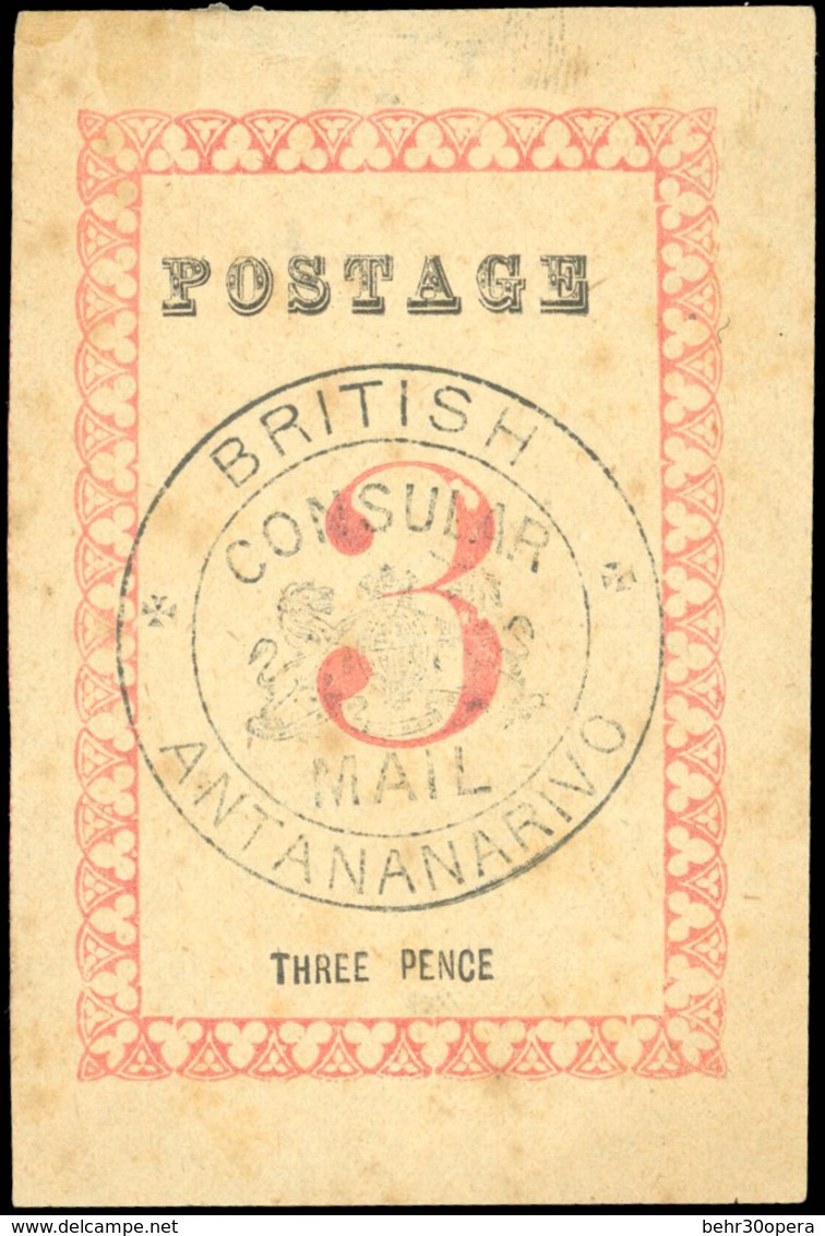 (*) N°40, 3d. Rose. Cachet ''BRITISH CONSULAR MAIL ANTANANARIVO'' En Noir. Sans Point Après ''POSTAGE'' Et ''PENCE'' (SG - Otros & Sin Clasificación