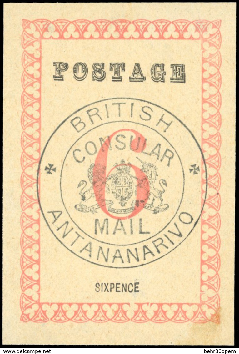 (*) N°42, 6d. Rose. Cachet ''BRITISH CONSULAR MAIL ANTANANARIVO'' En Noir. Sans Point Après ''POSTAGE'' Et ''PENCE''. (S - Otros & Sin Clasificación