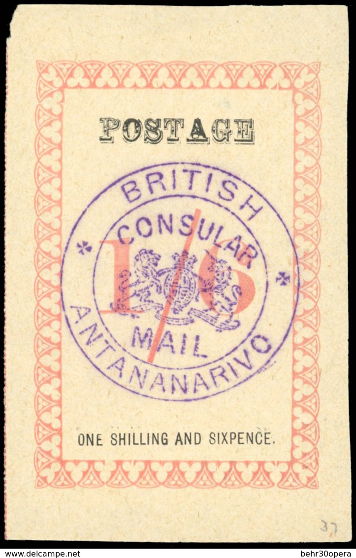 (*) N°46b, 1/6s. Rose. Cachet ''BRITISH CONSULAR MAIL ANTANANARIVO'' En Violet. Sans Point Après ''POSTAGE'' (SG#46b - C - Otros & Sin Clasificación