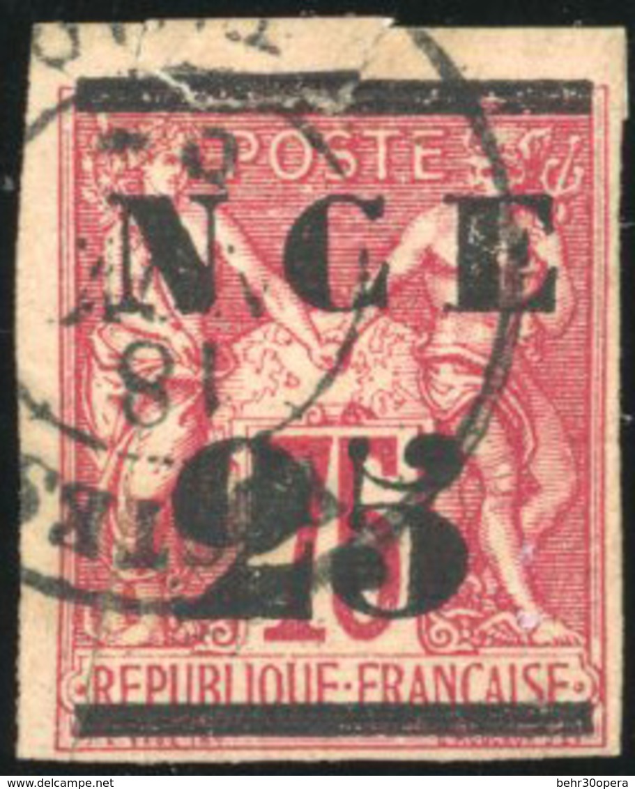 O N°45, 25 S/35c. Violet-noir S/jaune, Coin De Feuille + 25 S/75c. Rose. Obl. TB. - Autres & Non Classés