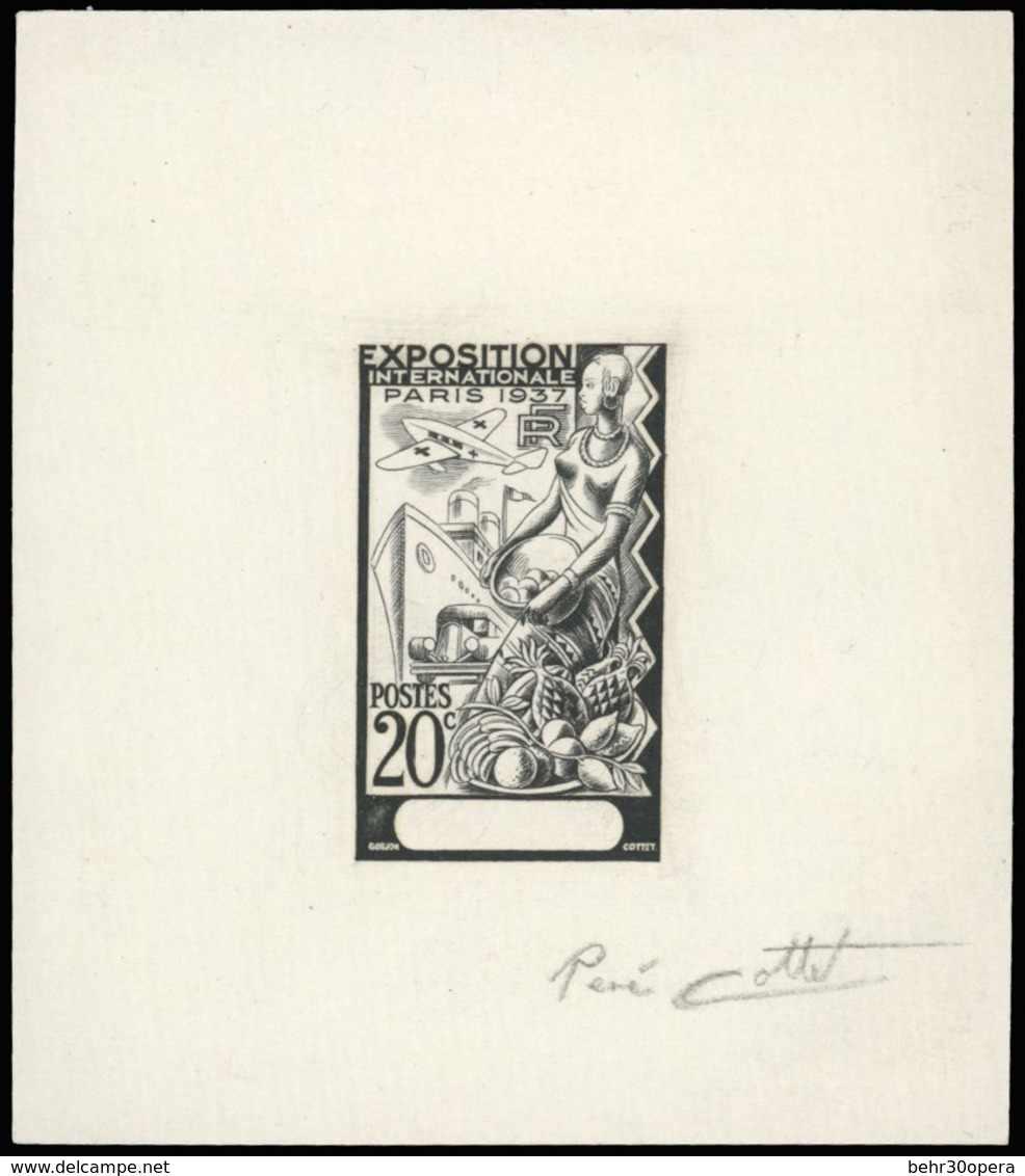 (*) N°149, 20c. Epreuve De L'exposition De 1937, Non Adoptée Signée De René COTTET, En Noir Et Sans Légende. Gravure Trè - Otros & Sin Clasificación