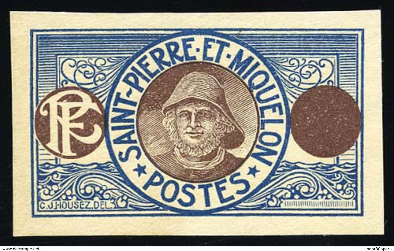 (*) N°107, Type Pêcheur. Essai De 1909. Couleur Bleu Et Brun. SUP. - Autres & Non Classés