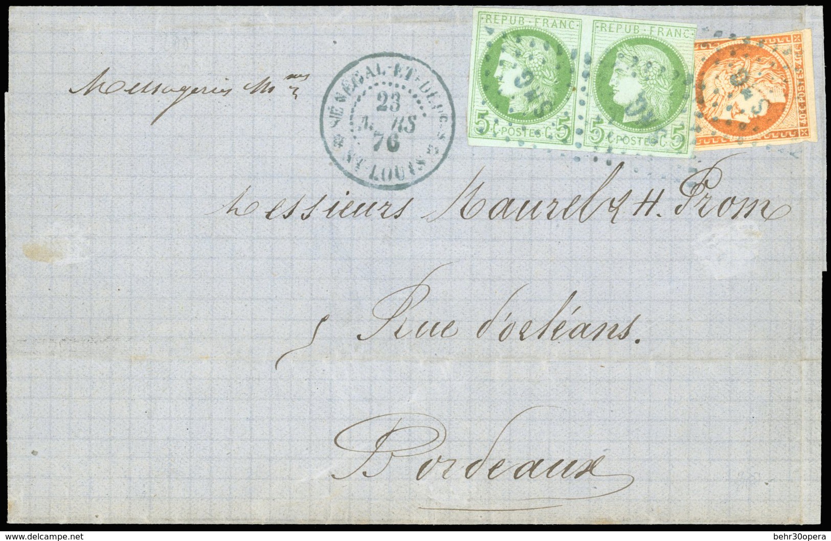 O N°13+17 X 2, Timbres De Colonies Générales N°13 + 17 X 2. 40c. Orange + Paire Du 5c. Vert S/azuré Obl. ''SMG'' En Diam - Autres & Non Classés