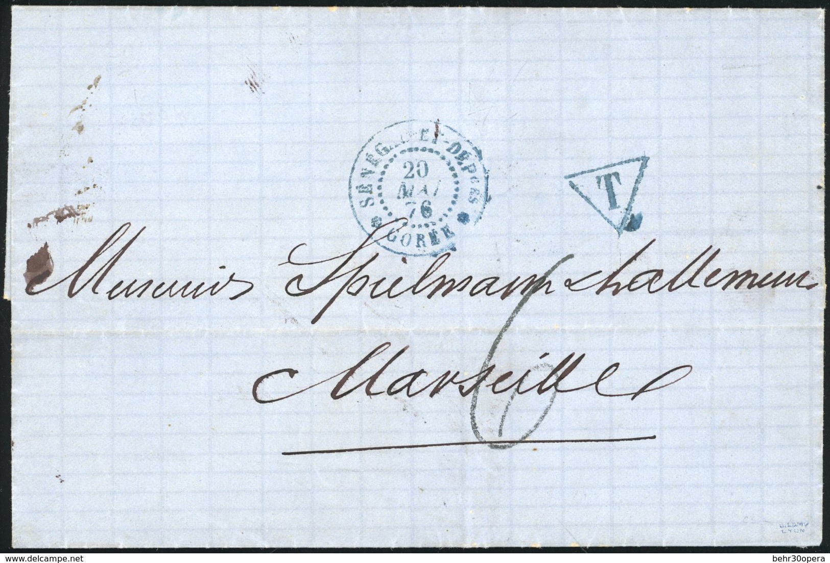 O Lettre Taxée à 6 Frappée Du CàD De GOREE * SENEGAL ET DEPT.* Du 20 Mai 1876 à Destination De MARSEILLE. Au Verso, Cach - Otros & Sin Clasificación