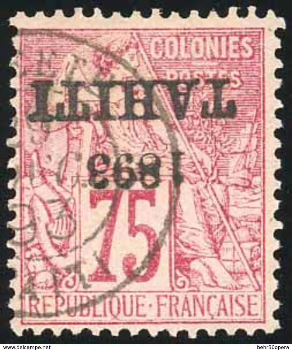 O N°29a, 75c. Rose. Surcharge Renversée. Obl. TB. - Otros & Sin Clasificación