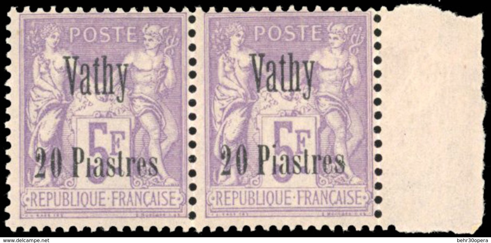 * N°811, 2pi. Sur 50c. Rose + 20pi. Sur 5Fr. Violet Sur Lilas. Paire Dont 1 Timbre Sans Point Sur Le ''i''. TB. - Otros & Sin Clasificación