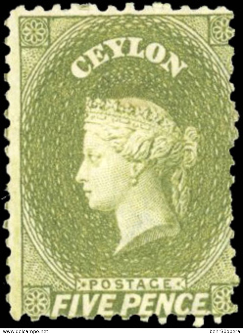 * N°36, 5p. Vert-olive. (SG#66 - 5d. Yellow-olive - C.160£). TB. - Ceylan (...-1947)