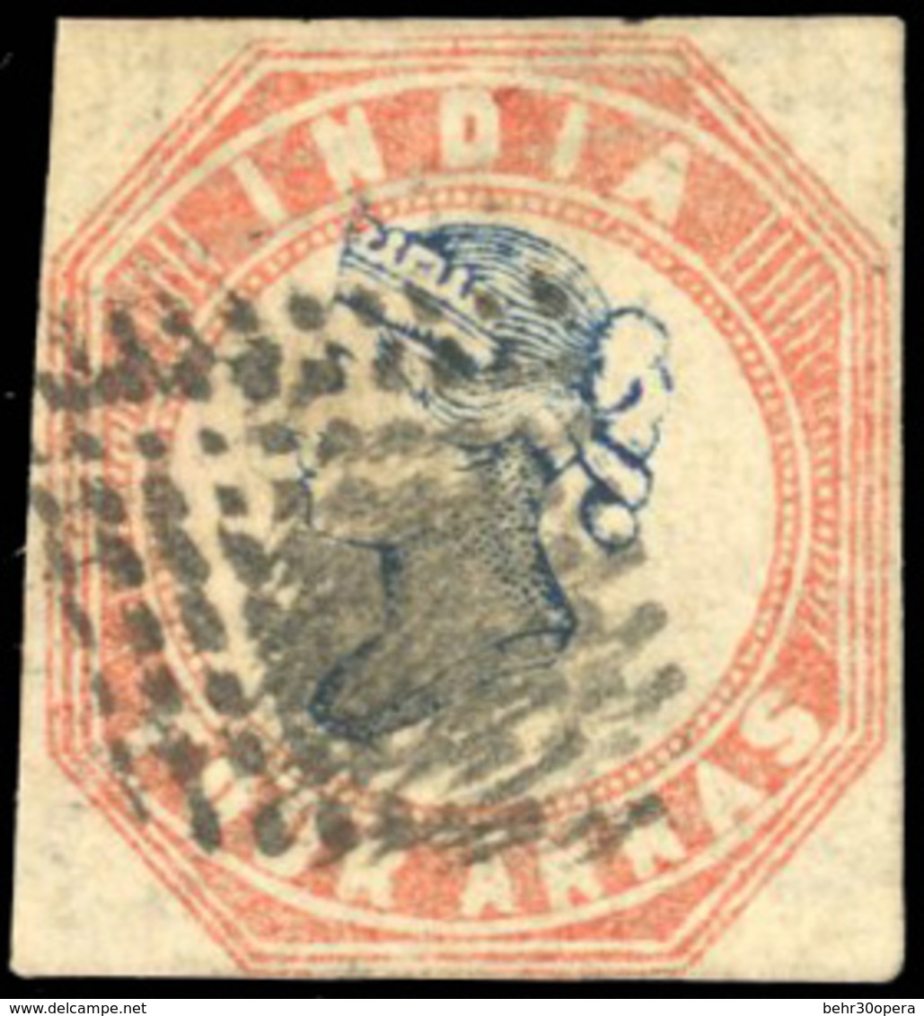 O N°5, 4a. Bleu Et Rouge. Tête Die II. Cadre Die I. (SG#19- C.700£). SUP. - Otros & Sin Clasificación