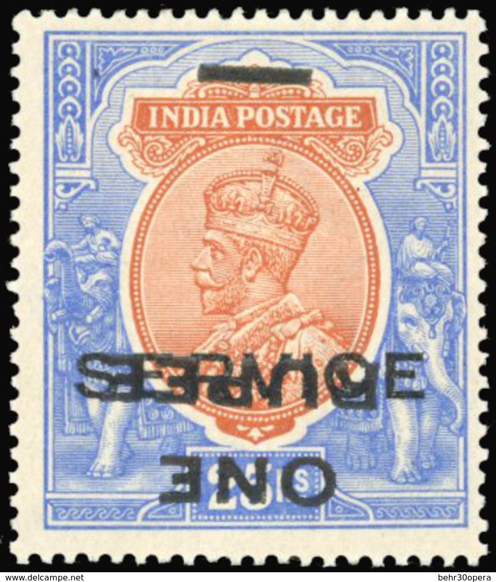 * N°74, 1r. S. 25r. Orange Et Bleu. Surcharge ''ONE RUPEE'' Inversée. (SG#O103a- C.4750£). SUP. - Otros & Sin Clasificación