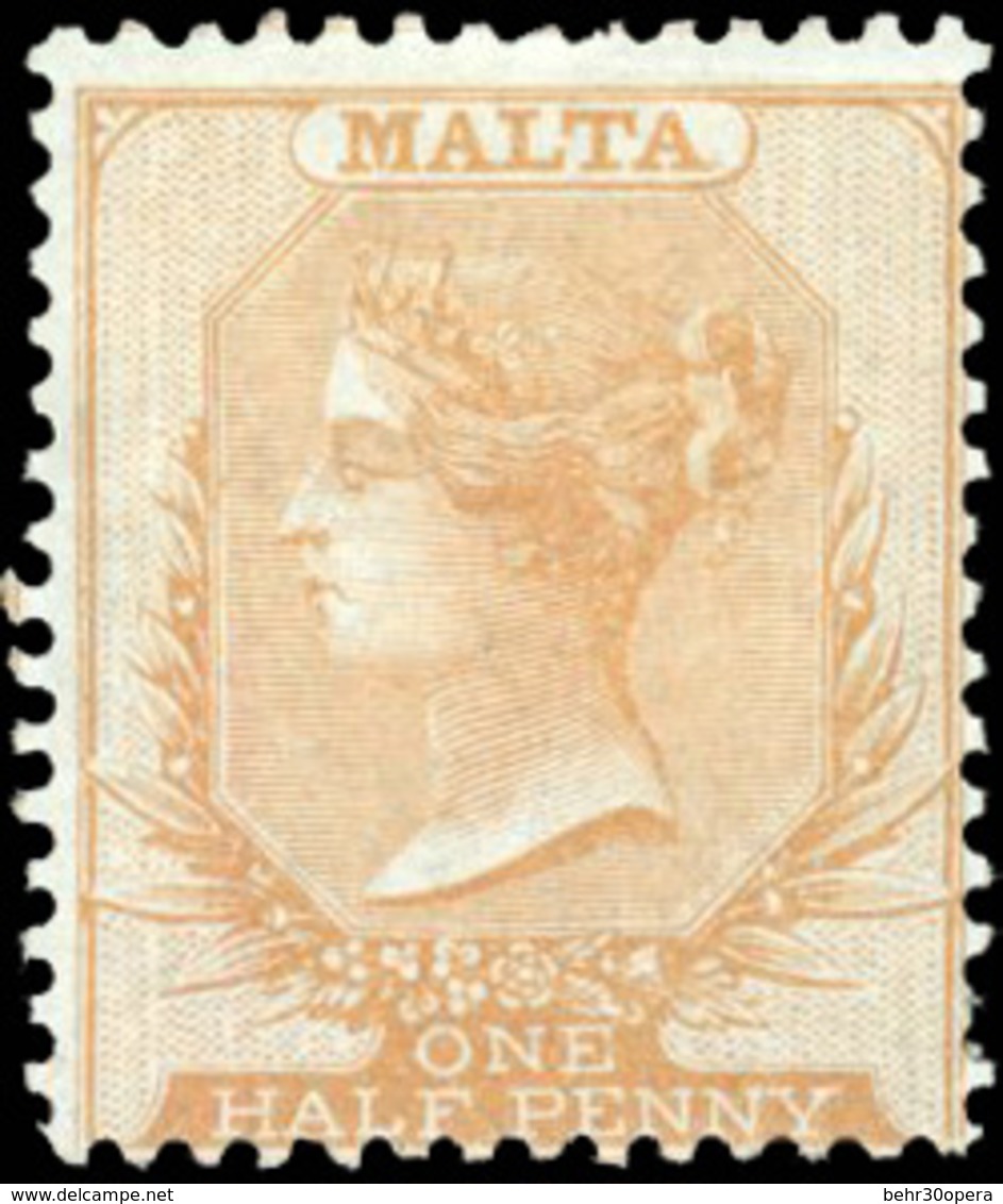 * N°1a, 1/2p. Bistre Papier Bleuté. (SG#1- C.1300£). Qualité Exceptionnelle. SUP. - Malta (...-1964)