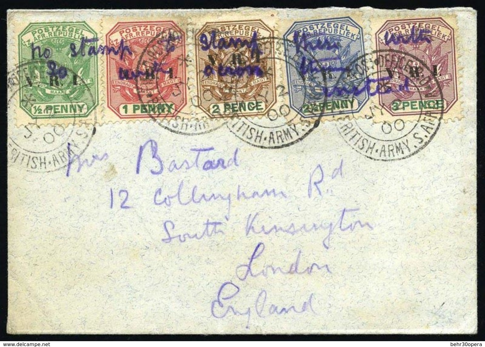 O N°124/ 128, Sur Lettre Obl "BRITISH ARMY" Adressée à Londres Du 2/7/00. TB. - Transvaal (1870-1909)