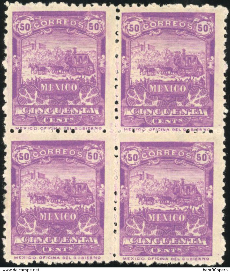 * N°176, 50c. Violet. Bloc De 4. 2 Exemplaires **. TB. - Mexique