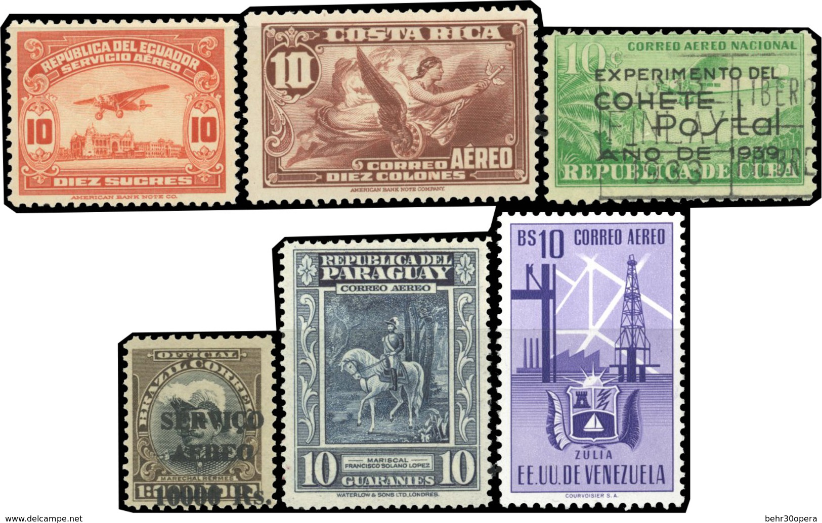 * Ensemble De Timbres D'AMERIQUE DU SUD Dont EQUATEUR, COSTA RICA, PARAGUAY, VENEZUELA De 1930 à 1960. Timbres De Poste  - Otros & Sin Clasificación