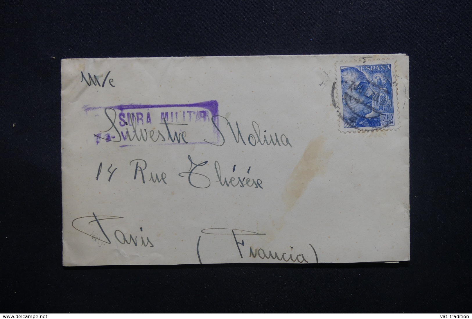 ESPAGNE - Censure Militaire Sur Enveloppe Pour Paris En 1939 - L 42628 - Marques De Censures Nationalistes