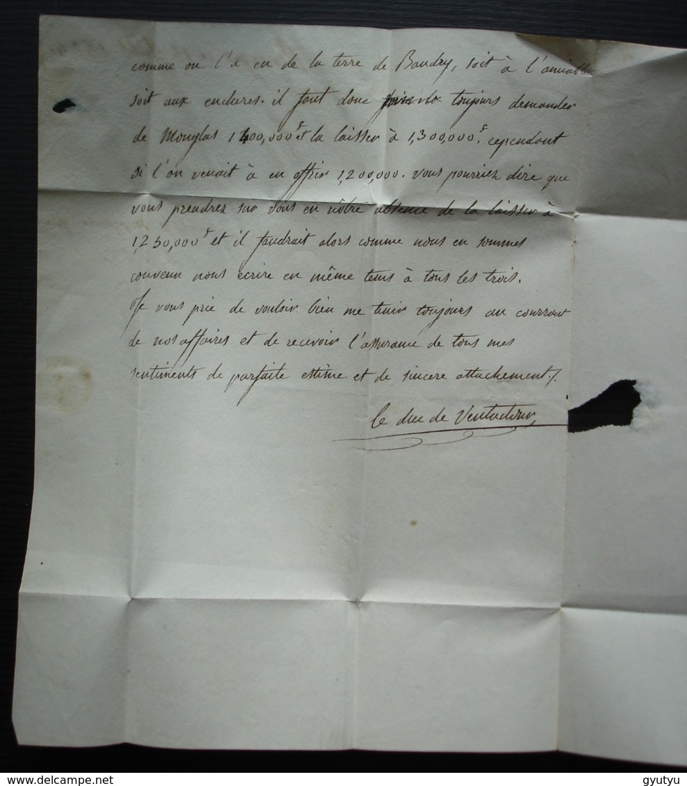 Barèges Cursive De 1824 63 Barrèges TARBES (Hautes-Pyrénées), Lettre Signée " Le Duc De Ventadour ", Voir Photos ! - 1801-1848: Précurseurs XIX