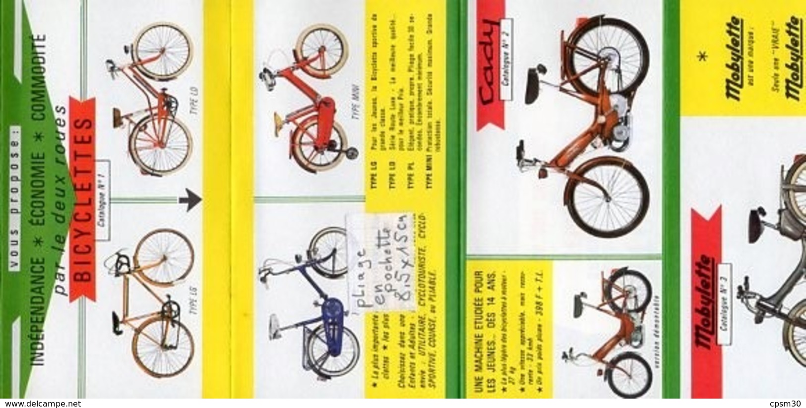 tarif de vente vélo cyclomoteur motocyclette motobécane et divers publicités de cycles cyclomoteurs (20 documents)